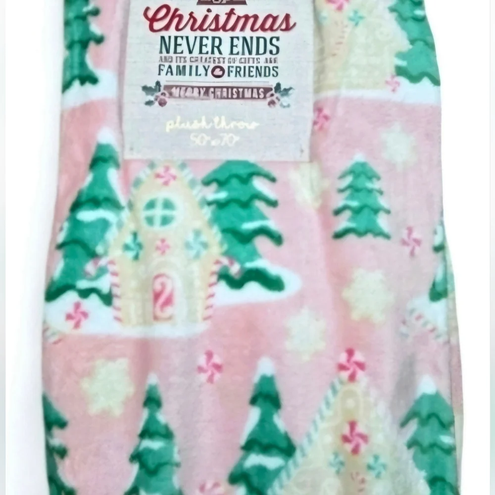 Gingerbread House The Magic Of Christmas Pink Plush Tree Blanket